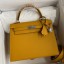 Hermes Kelly Sellier 25 Handmade Bag In Jaune Ambre Epsom Calfskin JM472WY31