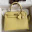 Hermes Kelly Sellier 25 Handmade Bag In Jaune Poussin Epsom Calfskin JM1416jC82