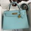 Hermes Kelly Sellier 28 Handmade Bag In Blue Atoll Epsom Calfskin JM989fN93