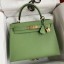 Hermes Kelly Sellier 28 Handmade Bag In Vert Criquet Epsom Calfskin JM1829DV39