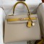Hermes Kelly Sellier 32 Bicolor Bag in Trench and Yellow Epsom Calfskin JM1220aC46