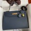 Hermes Kelly Sellier 32 Handmade Bag In Blue Indigo Epsom Calfskin JM1806QF99