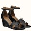 Hermes Legend Wedge Sandal In Black Calfskin JM258SP97