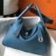 Hermes Lindy 26cm Bag In Blue Jean Clemence Leather PHW JM1958Bo39