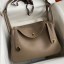 Hermes Lindy 30 Handmade Bag In Taupe Clemence Leather JM1977yx89