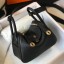 Hermes Lindy Mini Bag In Black Clemence Leather GHW JM407AM45