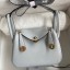 Hermes Mini Lindy Handmade Bag In Blue Brume Clemence Leather JM1179ot89