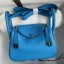 Hermes Mini Lindy Handmade Bag In Blue Frida Clemence Leather JM1560Gp56