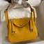Hermes Mini Lindy Handmade Bag In Jaune Ambre Clemence Leather JM189yx89