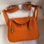 Hermes Mini Lindy Handmade Bag In Orange Clemence Leather JM1019Ao69