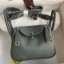 Hermes Mini Lindy Handmade Bag In Vert Amande Clemence Leather JM327UF26