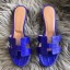 Hermes Oasis Sandals In Blue Matte Niloticus Crocodile JM802FT69