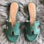 Hermes Oran Perforated Sandals In Malachite Epsom Leather JM1857OO68