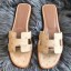 Hermes Oran Sandals In Beige Ostrich Leather JM1864PC54