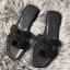 Hermes Oran Sandals In Black Suede With Black Crystal JM1386vA83