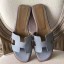 Hermes Oran Sandals In Blue Lin Epsom Leather JM1575fo19