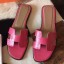 Hermes Oran Sandals In Rose Red Lizard Leather JM1861Lp50