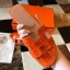Hermes Oran Slide Sandals In Orange Shiny Niloticus Crocodile Skin JM1952Wv88