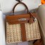 Hermes Picnic Kelly 28cm Bag in Wicker with Barenia Leather JM184vF44