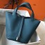 Hermes Picotin Lock 18 Bag In Blue Jean Clemence Leather JM1432RX32