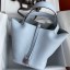 Hermes Picotin Lock 22 Handmade Bag in Blue Brume Clemence Leather JM276qD73