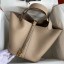 Hermes Picotin Lock 22 Handmade Bag in Tourterelle Clemence Leather JM1535Qv86