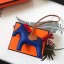 Hermes Rodeo Horse Bag Charm In Blue/Camarel/Red Leather JM2048yK94