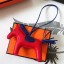 Hermes Rodeo Horse Bag Charm In Red/Blue Leather JM1317Ao69