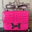 Hermes Rose Red Constance MM 24cm Crocodile Bag JM1268PC54