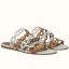 Hermes Thalassa Sandals In Brown/White Lambskin JM1058Wv88