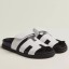Hermes Women's Chypre Sandals In White Calfskin JM1946uw21