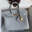 High Quality Hermes Birkin 25 Retourne Handmade Bag In Blue Glacier Clemence Leather JM344tU17