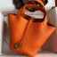 High Quality Hermes Picotin Lock 18 Handmade Bag in Orange Clemence Leather JM46tU17
