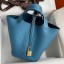 Hot Hermes Picotin Lock 18 Handmade Bag in Blue Jean Clemence Leather JM816Oa46