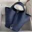 Hot Hermes Picotin Lock 18 Handmade Bag in Blue Saphir Clemence Leather JM1600GO58