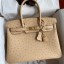 Imitation Hermes Birkin 30 Retourne Handmade Bag In Chai Ostrich Leather JM930xN24