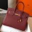 Imitation Hermes Birkin 30cm Bag In Bordeaux Clemence Leather GHW JM858Lv15