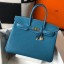 Imitation Hermes Birkin 35cm Bag In Blue Jean Clemence Leather GHW JM48EY41