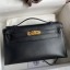 Imitation Hermes Kelly Pochette Handmade Bag In Black Swift Calfskin JM328sd97