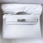 Imitation Hermes Kelly Pochette Handmade Bag In White Swift Calfskin JM1725if87