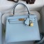 Imitation Hermes Kelly Sellier 25 Handmade Bag In Celeste Epsom Calfskin JM1637NC66