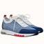 Imitation Hermes Men's Addict Sneakers In Bicolor Blue Knit JM354Bb80