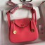 Imitation Hermes Mini Lindy Handmade Bag In Rose Lipstick Clemence Leather JM1454Lv15