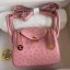 Imitation Hermes Mini Lindy Handmade Bag In Rose Sakura Ostrich Leather JM445NC66