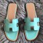 Imitation Hermes Oran Sandals In Blue Atoll Swift Leather JM1526xN24