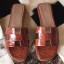 Imitation Hermes Oran Sandals In Orange Shiny Niloticus Crocodile JM1686vq24