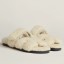 Imitation Hermes Women's Chypre Sandals In Off White Shearling JM2023if87
