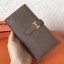 Imitation High Quality Hermes Taupe Clemence Bearn Gusset Wallet JM796Ki36