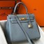 Knockoff Best Hermes Kelly 25cm Retourne Bag In Blue Lin Clemence Leather JM1422Pu45