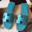 Knockoff Best Hermes Oran Sandals In Blue Paon Epsom Leather JM1124Pu45